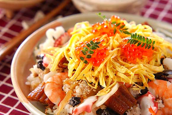日本团伙美食女儿节必吃的散寿司所团圆的寓见闻包含―美食团圆―图片