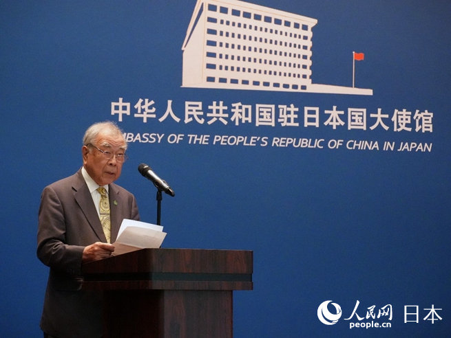 日本科学协会会长高桥正征致辞。人民网 许可摄