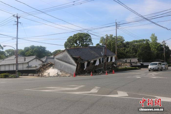 8月1日，位于熊本县八代市的日本古迹松滨轩。熊本县7月28日发生的7.1级地震，给松滨轩造成重创。中新社记者 朱晨曦 摄