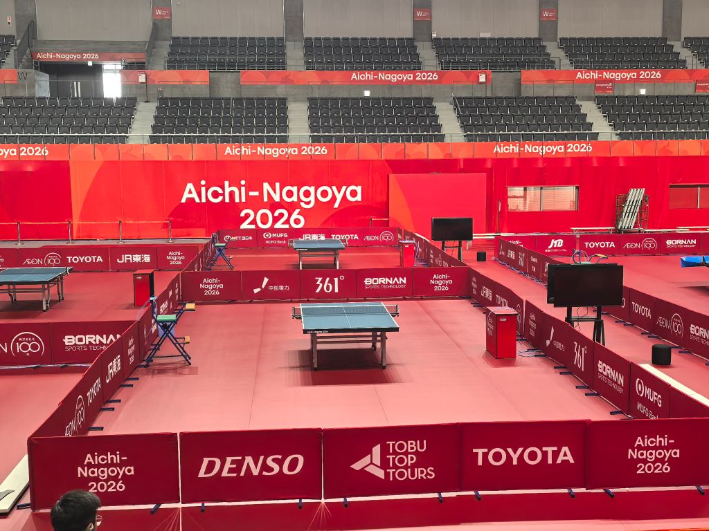名古屋亚运会乒乓球比赛场馆“丰田SKY HALL”内景。新华社记者 姬烨 摄
