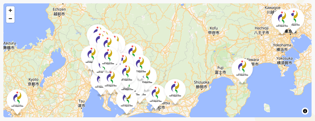 名古屋亚运会部分比赛场馆分布图。图片来自赛事官方信息系统